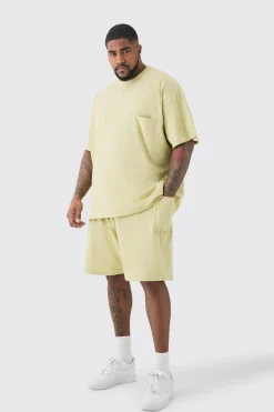 boohooMAN Plus Oversized Extended Neck Panel T-shirt & Cargo Short Set | UK| Shorts|Sets & Co-Ords