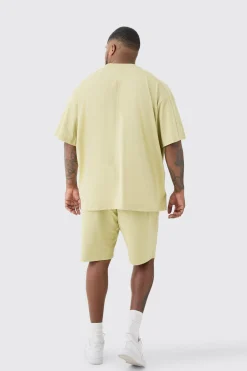 boohooMAN Plus Oversized Extended Neck Panel T-shirt & Cargo Short Set | UK| Shorts|Sets & Co-Ords