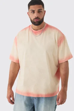 Plus Oversized Extended Neck Spray Wash T-shirt | UK^boohooMAN Discount