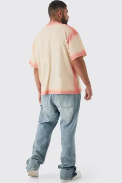 Plus Oversized Extended Neck Spray Wash T-shirt | UK^boohooMAN Discount