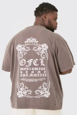 Plus Oversized Extended Neck Washed T-shirt | UK^boohooMAN Outlet