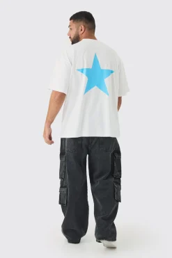 Plus Oversized Extended Neck Star Print T-shirt | UK^boohooMAN Best