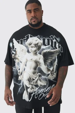 Plus Oversized Extended Neck Rennaisance Large Scale Print T-Shirt | UK^boohooMAN Clearance