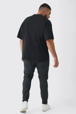 Plus Oversized Extended Neck Pour Homme Puff Print T-Shirt | UK^boohooMAN Best