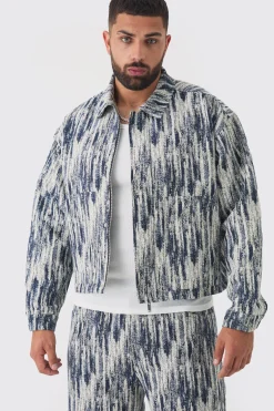 boohooMAN Plus Oversized Fit Fabric Interest Denim Jacket | UK| Coats & Jackets