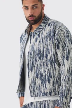 boohooMAN Plus Oversized Fit Fabric Interest Denim Jacket | UK| Coats & Jackets