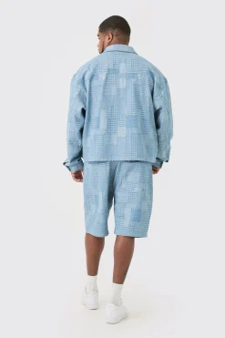 boohooMAN Plus Oversized Fit Fabric Interest Denim Jacket | UK| Coats & Jackets