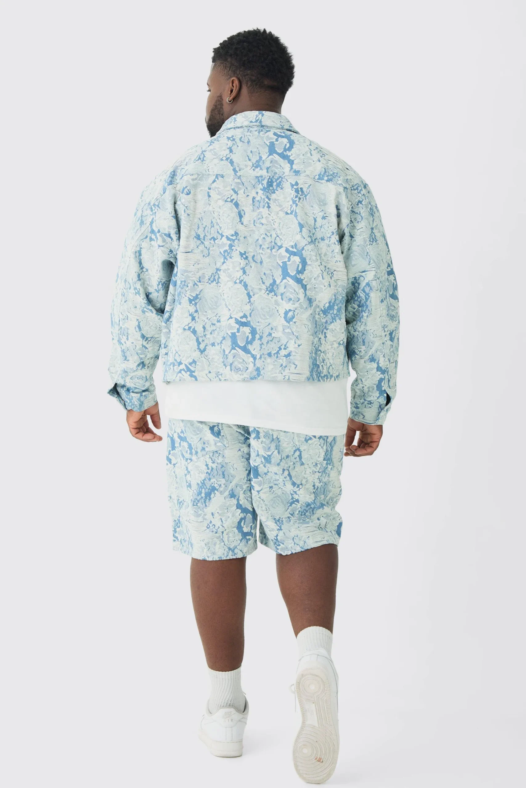 boohooMAN Plus Oversized Fit Fabric Interest Denim Jacket | UK| Coats & Jackets