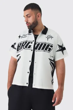 boohooMAN Plus Oversized Fit Knitted Moto Shirt | UK| Shirts