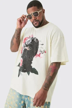 Plus Oversized Floral Balaclava Print T-shirt In | UK^boohooMAN Clearance