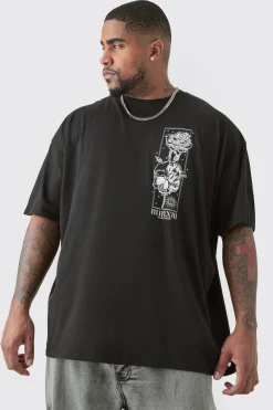 Plus Oversized Floral Graphic T-shirt | UK^boohooMAN