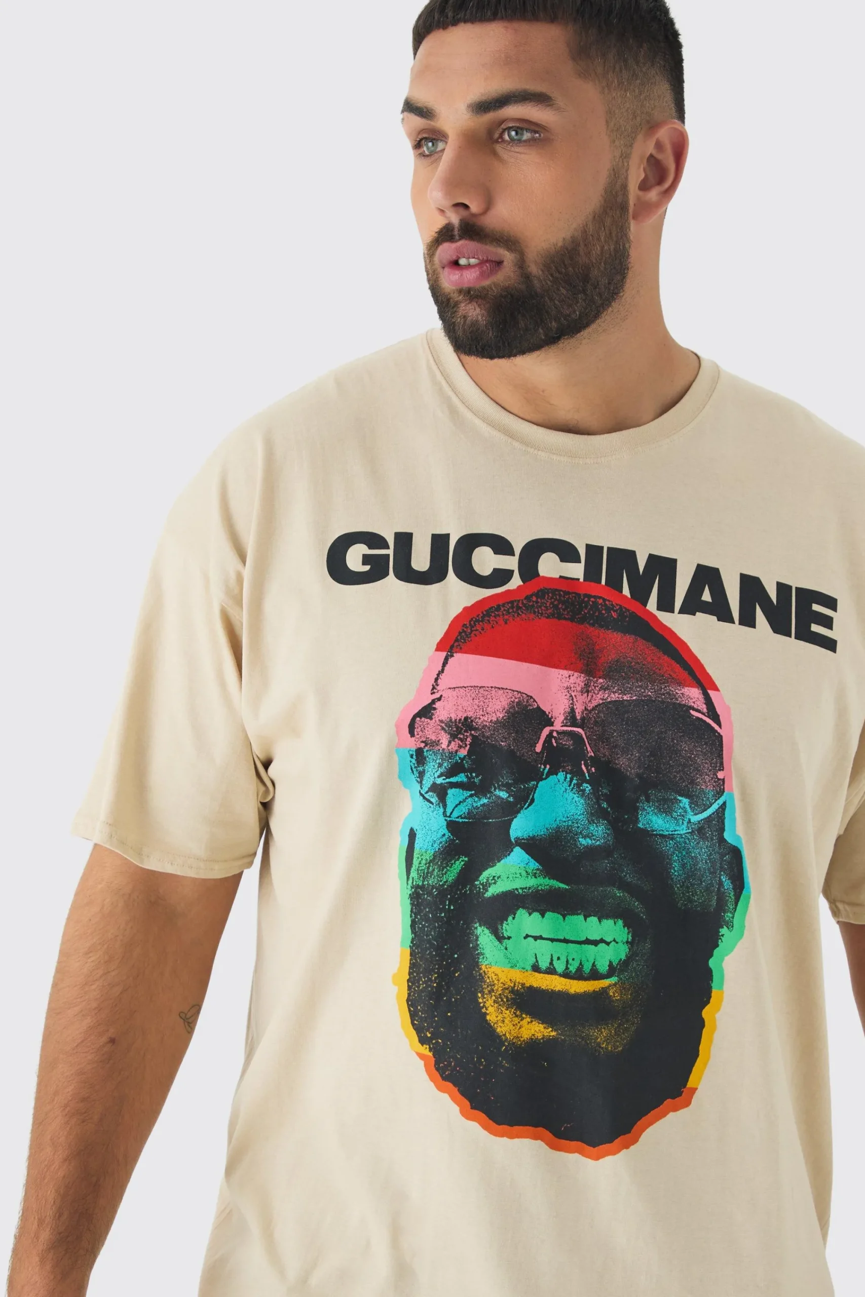 Plus Oversized G Mane License Print T-Shirt | UK^boohooMAN New