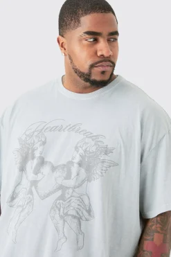 Plus Oversized Heart Breaker Printed T-shirt In | UK^boohooMAN Discount
