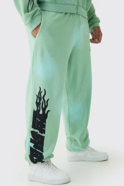 boohooMAN Plus Oversized Heavy Washed Applique Jogger | UK| Trousers|Joggers