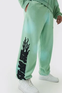 boohooMAN Plus Oversized Heavy Washed Applique Jogger | UK| Trousers|Joggers