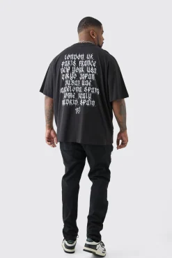 Plus Oversized Homme Cross Front & Back Print T-shirt | UK^boohooMAN Outlet