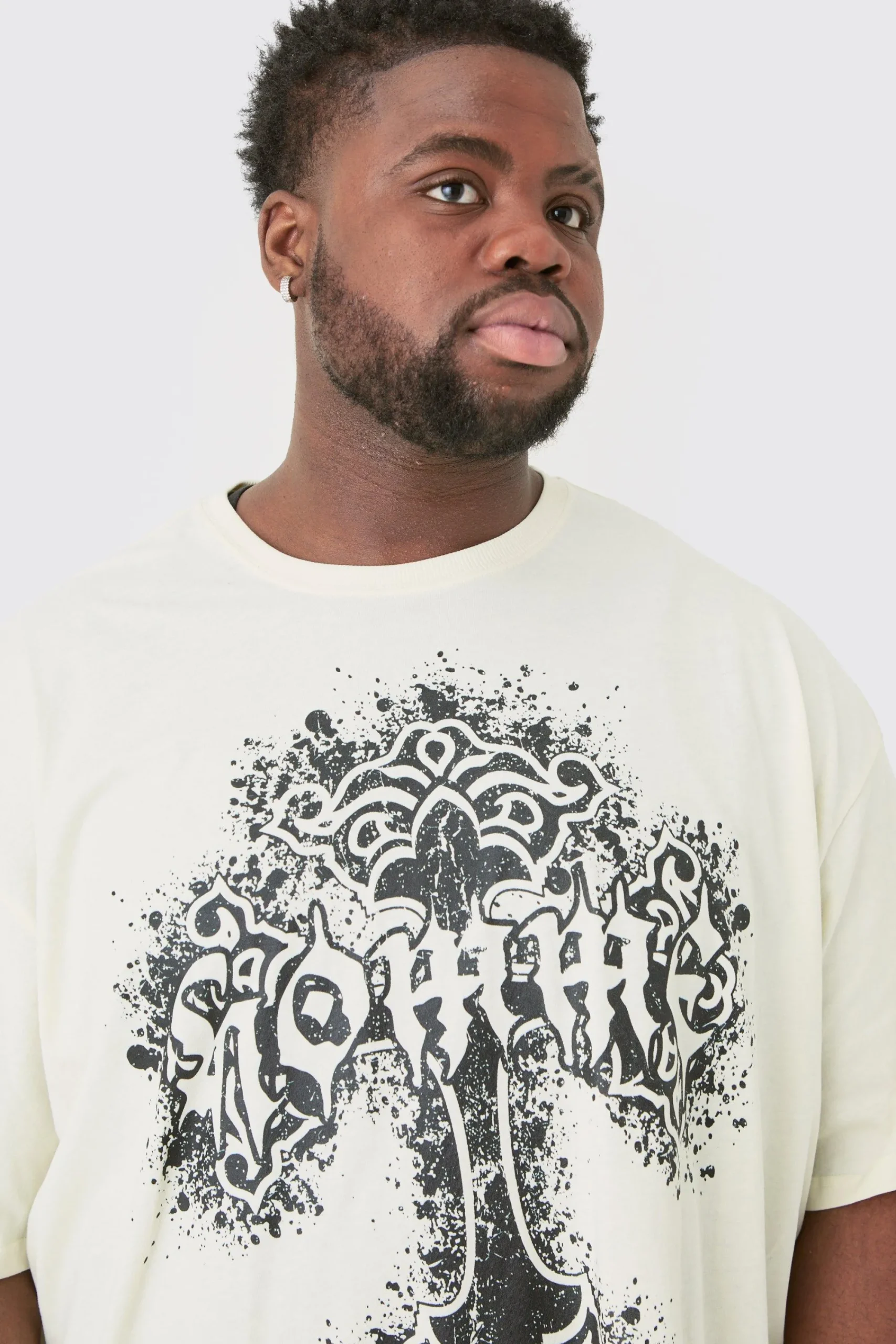 Plus Oversized Homme Cross Front & Back Print T-shirt | UK^boohooMAN Online