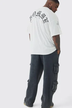 Plus Oversized Homme Print & Cross Embroidered T-Shirt | UK^boohooMAN