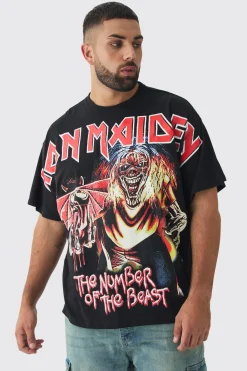 Plus Oversized Iron Maiden Large Scale License Print T-Shirt | UK^boohooMAN Sale