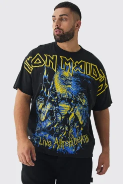 Plus Oversized Iron Maiden Large Scale License Print T-Shirt | UK^boohooMAN Online