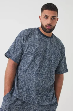 Plus Oversized Jacquard Abstract T-shirt | UK^boohooMAN Best