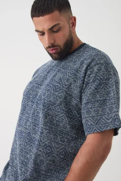 Plus Oversized Jacquard Abstract T-shirt | UK^boohooMAN Best