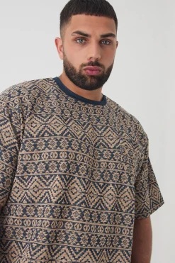 Plus Oversized Jacquard Abstract T-shirt | UK^boohooMAN Best