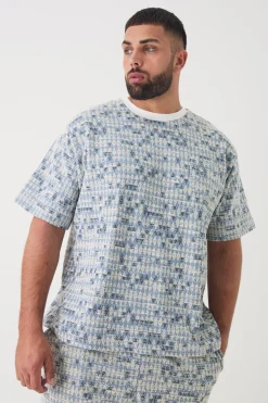 Plus Oversized Jacquard Geo T-shirt | UK^boohooMAN Best