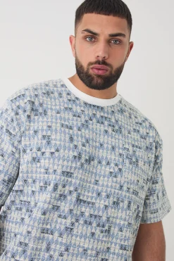Plus Oversized Jacquard Geo T-shirt | UK^boohooMAN Best
