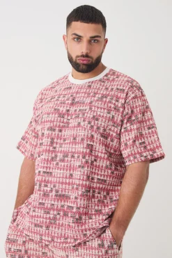 Plus Oversized Jacquard Geo T-shirt | UK^boohooMAN Clearance