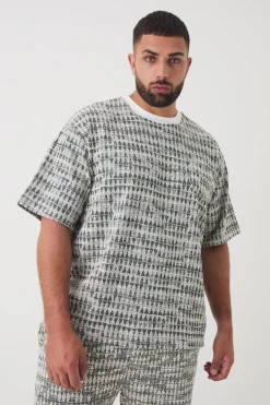 Plus Oversized Jacquard Geo T-shirt | UK^boohooMAN Best