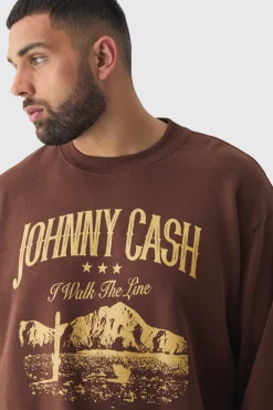 boohooMAN Plus Oversized Johnny Cash Licensed Sweatshirt | UK| Hoodies & Sweatshirts