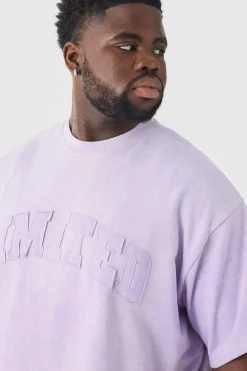 Plus Oversized Limited Applique Washed T-shirt | UK^boohooMAN