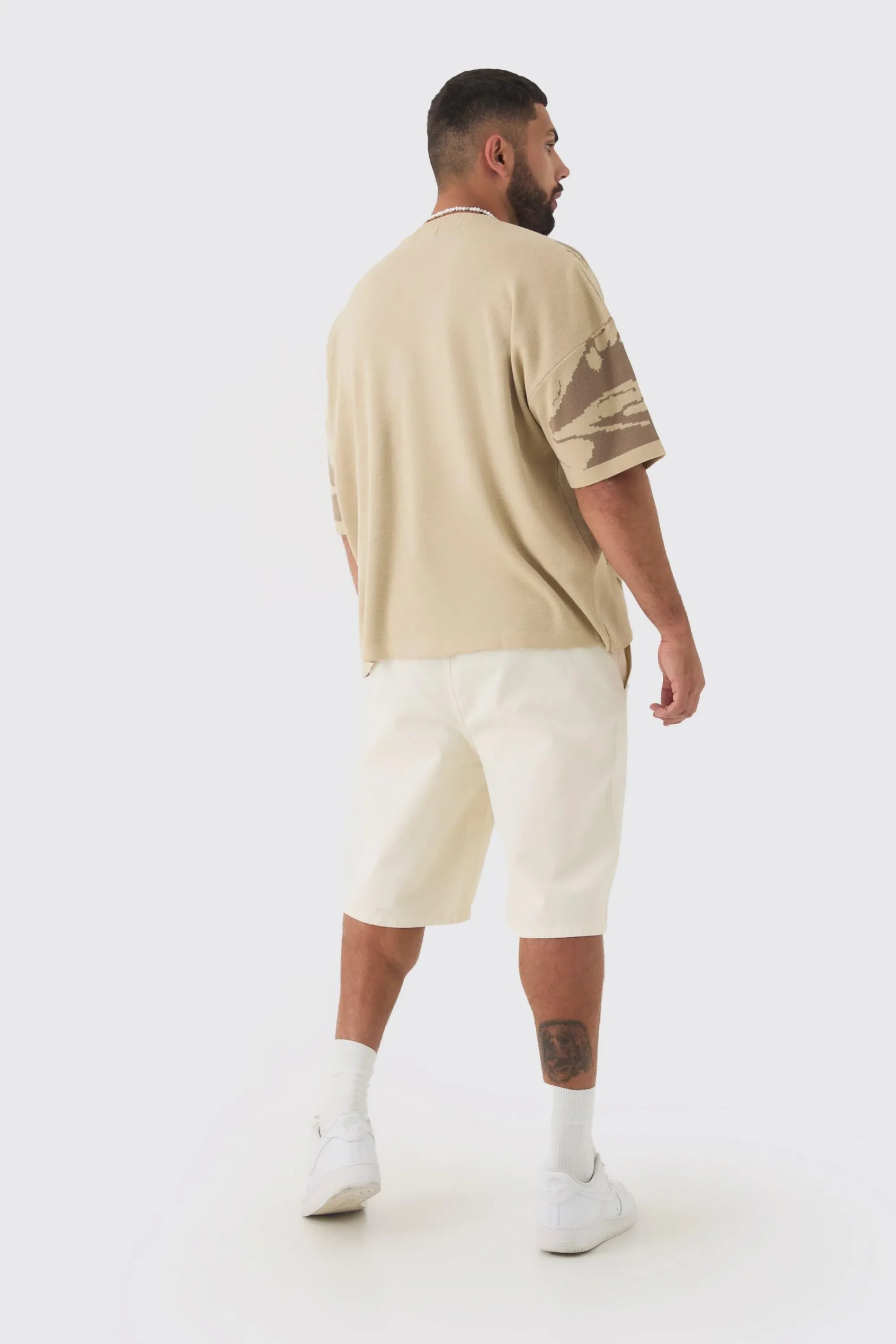 Plus Oversized Line Drawing Knitted T-shirt | UK^boohooMAN New