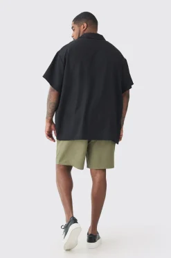 Plus Oversized Linen Revere Polo In | UK^boohooMAN Hot