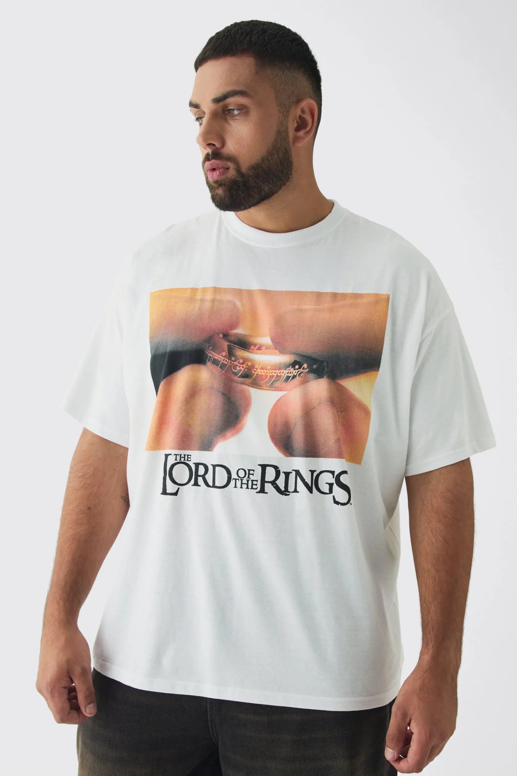 Plus Oversized Lord Of The Rings License Print T-Shirt | UK^boohooMAN