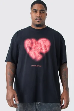 Plus Oversized Marble Heart Graphic T-shirt | UK^boohooMAN Outlet