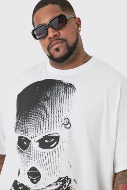 Plus Oversized Mono Balaclava Print T-shirt In | UK^boohooMAN Best