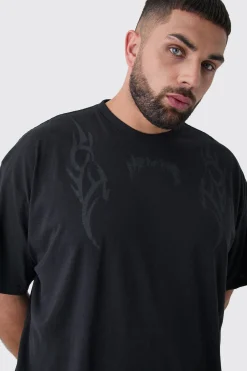 Plus Oversized Neck Homme Y2K Print T-Shirt | UK^boohooMAN Discount