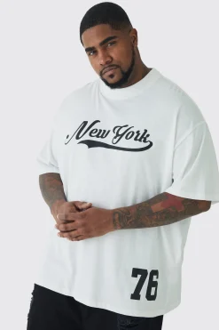 Plus Oversized New York Varsity Print T-shirt | UK^boohooMAN Hot