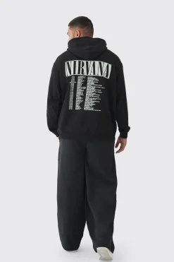 boohooMAN Plus Oversized Nirvana License Tour Date License Hoodie | UK| Hoodies & Sweatshirts