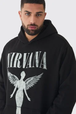 boohooMAN Plus Oversized Nirvana License Tour Date License Hoodie | UK| Hoodies & Sweatshirts