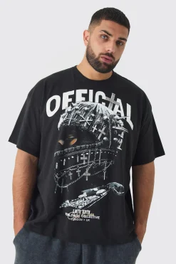 Plus Oversized Official Balaclava Print T-Shirt | UK^boohooMAN Clearance