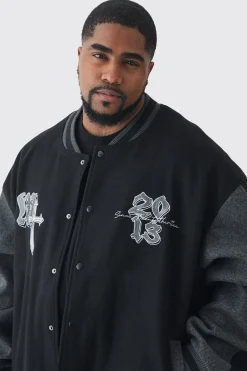 boohooMAN Plus Oversized Official Colour Block Varsity Jacket In | UK| Coats & Jackets