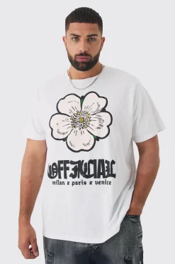 Plus Oversized Official Floral Print T-shirt | UK^boohooMAN Discount