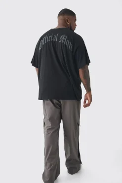 Plus Oversized Official Man Cross Puff Print T-Shirt | UK^boohooMAN Best