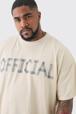 Plus Oversized Overdye Official Print T-shirt | UK^boohooMAN