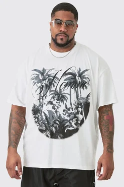 Plus Oversized Palm Renaissance Print T-shirt In | UK^boohooMAN