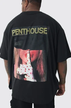 Plus Oversized Penthouse Magazine License T-Shirt | UK^boohooMAN Clearance