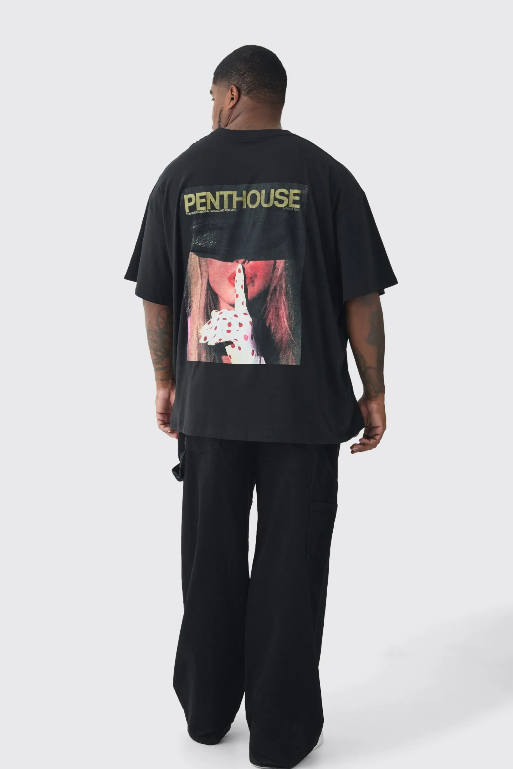 Plus Oversized Penthouse Magazine License T-Shirt | UK^boohooMAN Clearance